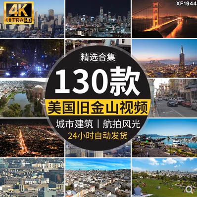 美国旧金山城市建筑风光夜景人文人流车流街道金门大桥短视频素材