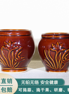 陶瓷蒜臼子捣碎药研磨器压蒜蓉缸辣椒蒜泥罐厨房家用老式复古手动