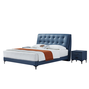 佛山真皮床现代简约主卧大床新款婚床高端大气软床2米x2米2双人