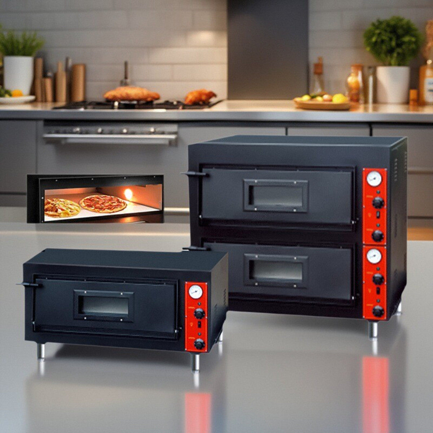 披萨烤箱商用电比萨烤炉石板500度高温进口EGO温控全自动恒温烧饼