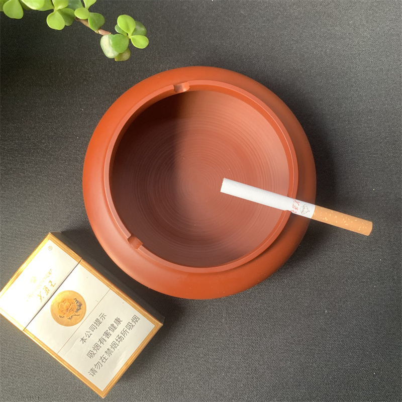 潮州手拉烟灰缸紫砂朱泥纯手工制作包邮可养仿古复古容量500毫升