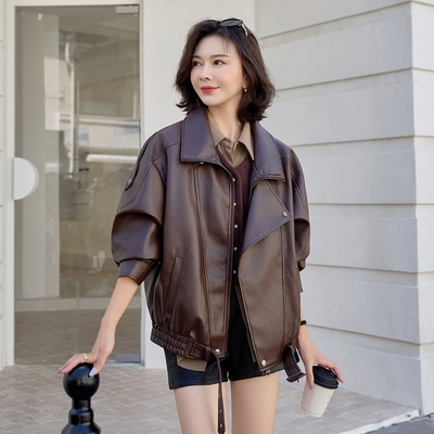 皮衣外女休闲宽松韩版显瘦皮夹克