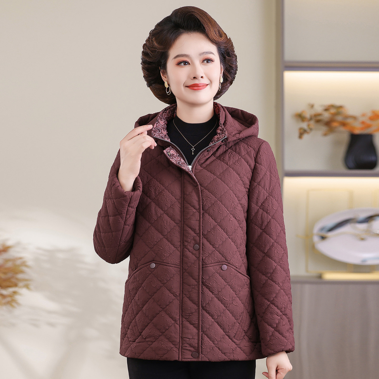 妈妈冬装棉衣女时尚显瘦洋气中老年女装羽绒棉袄50多岁婆婆厚棉服