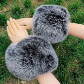 秋冬毛毛袖 套高 皮草兔毛护腕毛绒手环女衣袖 套腕袖 口仿狐狸毛短款