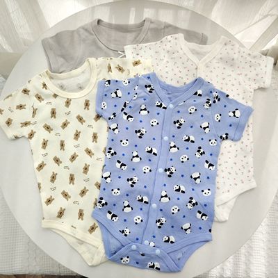 59-80外贸三角哈衣夏短袖爬服男女宝宝连体衣新生婴儿纯棉包屁衣