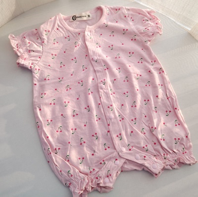 66码外贸短裤哈衣夏短袖爬服女宝宝连体衣新生婴儿纯棉包屁衣
