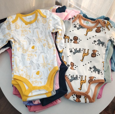 59-73码外贸男女宝宝长袖三角哈衣新生婴儿衣服连体衣包屁衣哈衣