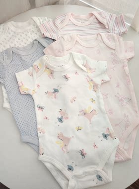 56-90外贸三角哈衣夏短袖爬服男女宝宝连体衣新生婴儿纯棉包屁衣