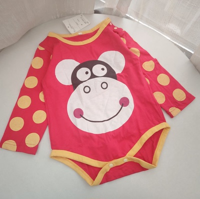 90码外贸女宝宝长袖三角哈衣婴儿衣服连体衣包屁衣哈衣瑕疵