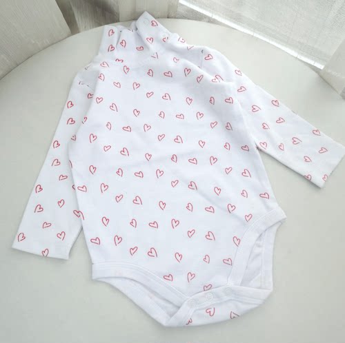 66-85码外贸女宝宝长袖三角哈衣婴儿衣服连体衣高领包屁衣哈衣