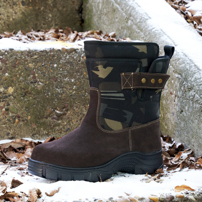 东北雪地靴男皮毛一体男靴防水防滑冬季保暖加厚真皮大码男士棉鞋