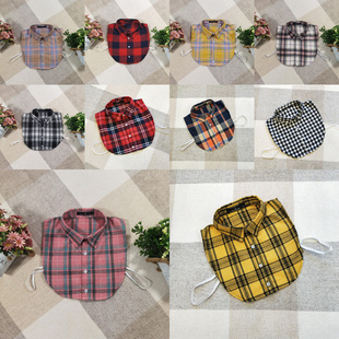 装 领假领子格子衣领尖领粉色男女休闲 饰领子女秋冬百搭纯棉衬衫