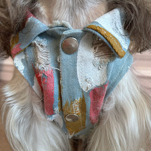 大中型犬牛仔涂鸦风马甲时尚炫酷