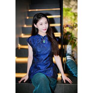 蓝大 桑蚕丝香云纱上衣5091 砚冰