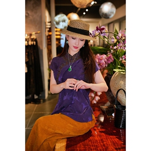 蓝大新中式 桑蚕丝上衣4009