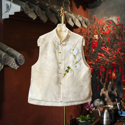 蓝大【竹露】新中式桑蚕丝马夹5799