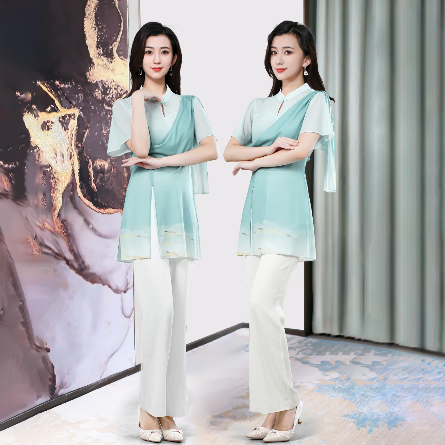 2025秋冬新款足浴技师工作服女高端养生馆足疗店养生技师套装减龄