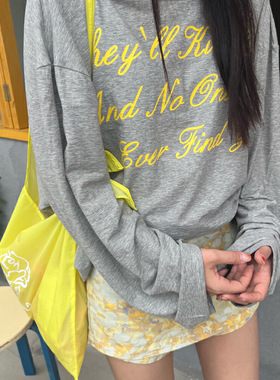 chroom西瓜夏季新款宽松百搭时尚字母印花绑带露背长袖防晒女T恤