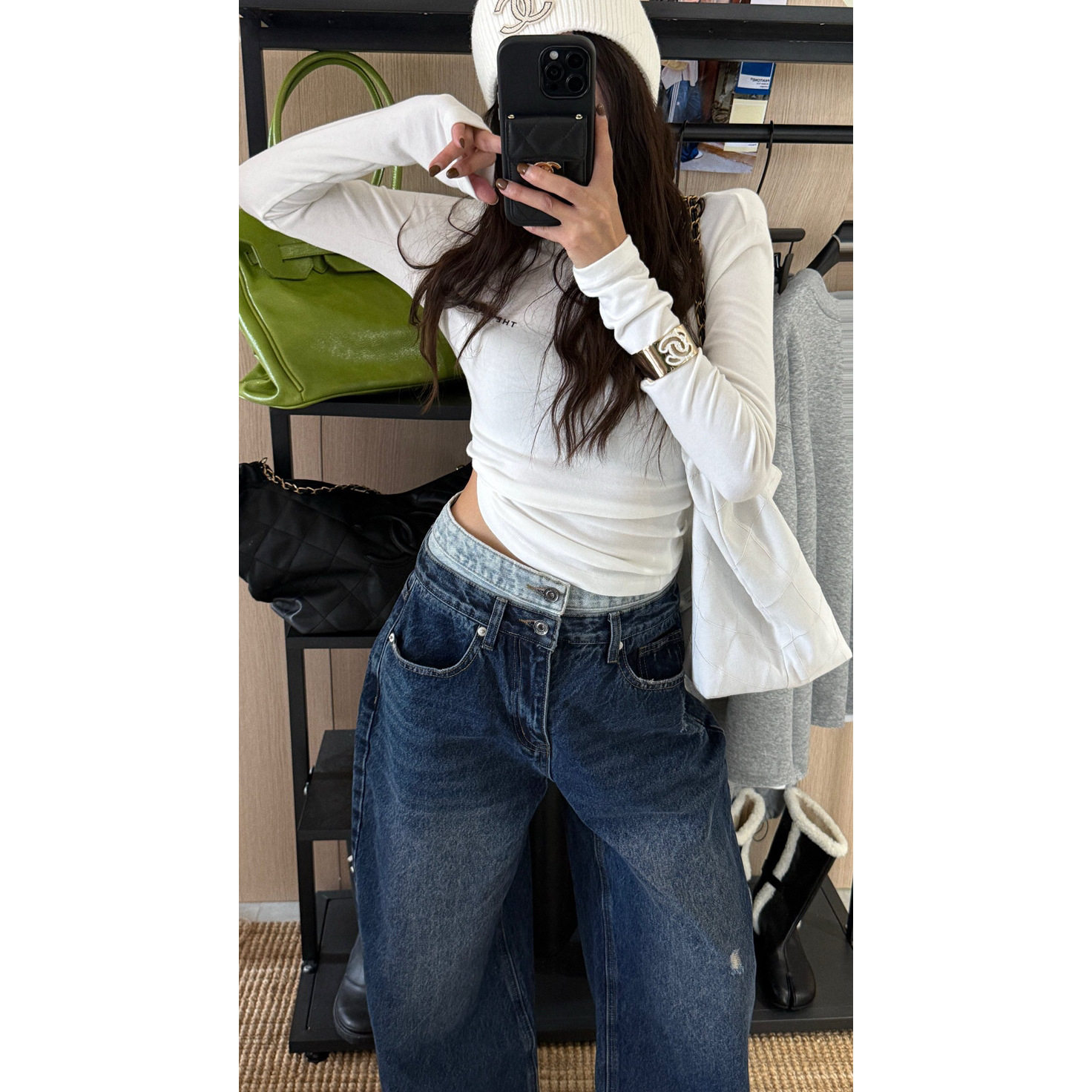 秋季韩版绑带露背显瘦长袖T恤女