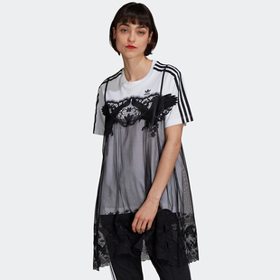 新款 阿迪达斯夏季 女子户外休闲舒适宽松连衣裙T恤H59017 Adidas