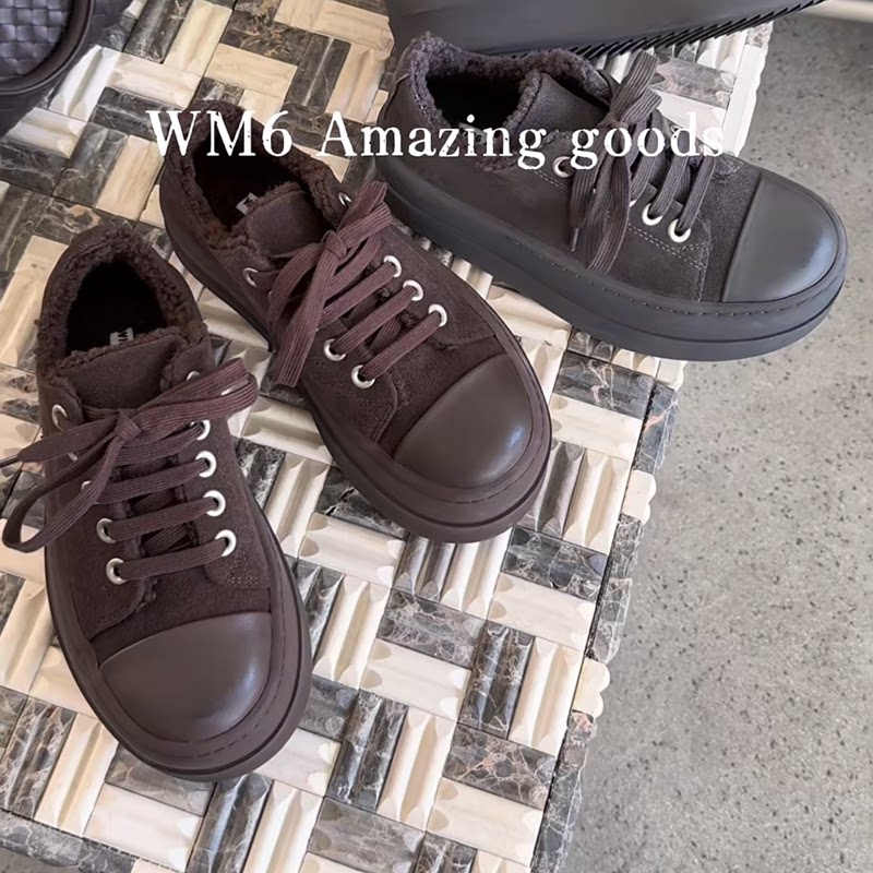 WM6真皮女鞋厚底增高加绒滑板鞋