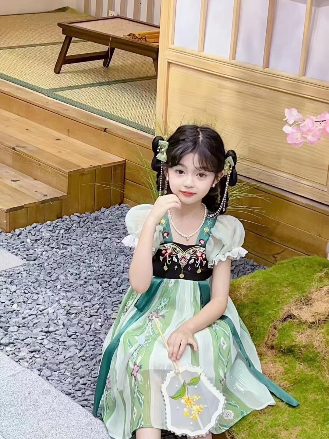 汉服女童夏季古装安娜公主裙薄款连衣裙小女孩夏装儿童唐装古风裙