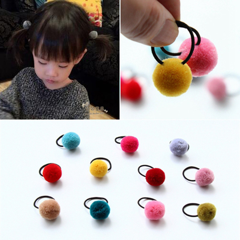 儿童发圈毛绒球球皮筋宝宝迷你小皮圈发饰女童小号发绳发量少饰品