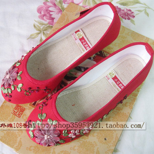 新款 小花园绣花鞋 牛筋底新娘鞋 单鞋 绣花布鞋 女鞋 6023