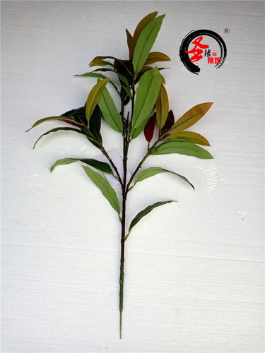 仿真石楠叶红叶石楠苗假树枝叶子庭院户外工程装饰假塑料叶子道具