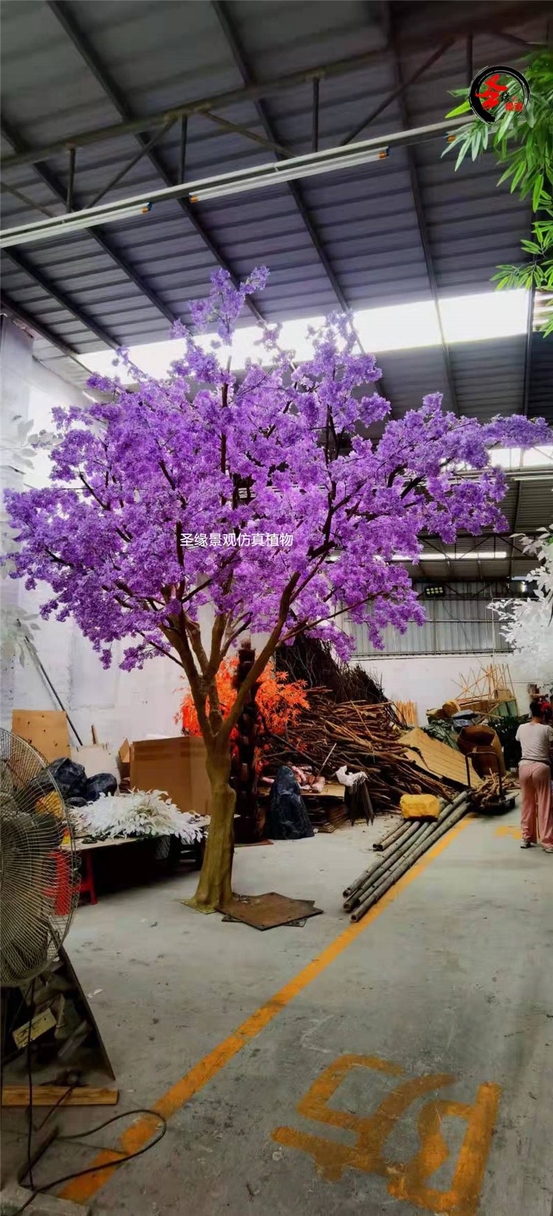 蓝花楹仿真紫色花树紫云英凤凰木丁香花树婚礼舞台道具树落地摆件