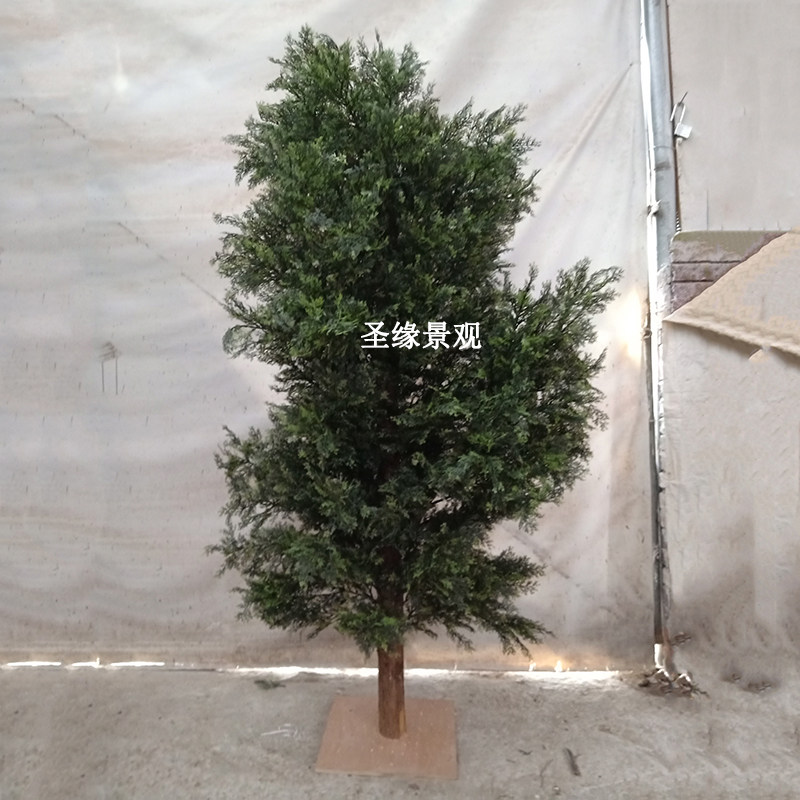 仿真松柏树实木假树创意圣诞树庭院园林景观工程装饰树落地摆件