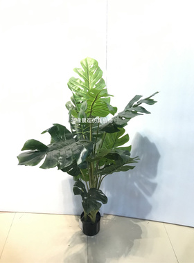 ab仿真龟背竹盆栽1.2米龟背叶裂口芋装饰落地假绿植北欧客厅摆件