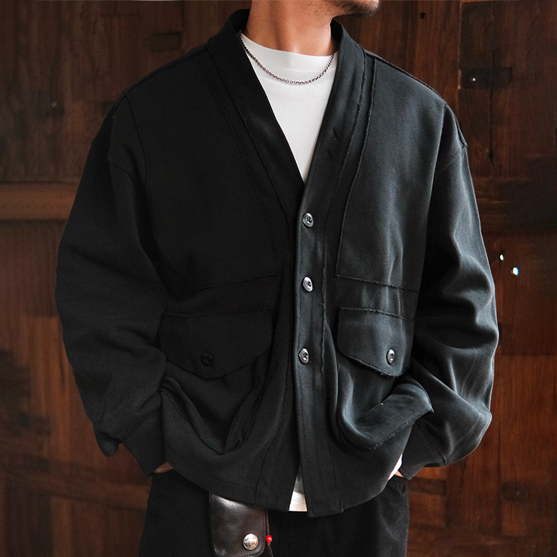 chicano刺绣口袋道袍外套卫衣