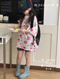 特价款大E小e品牌夏款女童中大童潮酷甜美短袖T恤儿童韩版宽松