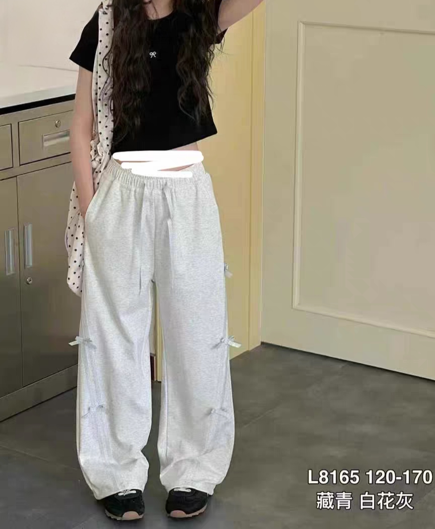 特价大E小e品牌童装夏款直筒针织裤薄款长裤裤子卫裤儿童女童蝴蝶