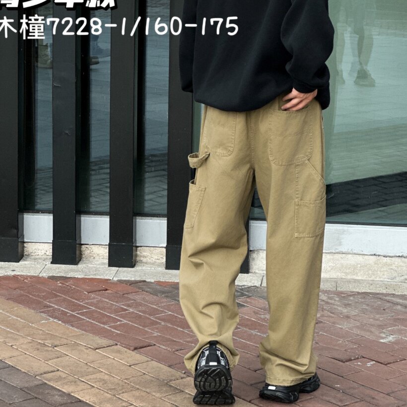 特价爱木橦品牌童装韩版秋款工装裤长裤儿童裤子男童女童大童卡其