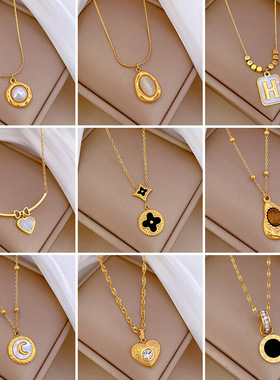 【通体钛钢】新款不掉色幸运草冷淡项链女ins网红潮流时尚锁骨链