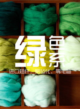 西班牙短纤优质羊毛条 羊毛毡戳戳乐工具 材料包 手工diy 绿色系
