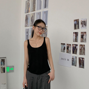 Amomi女士吊带背心打底衫上衣常规修身无袖针织性感内搭