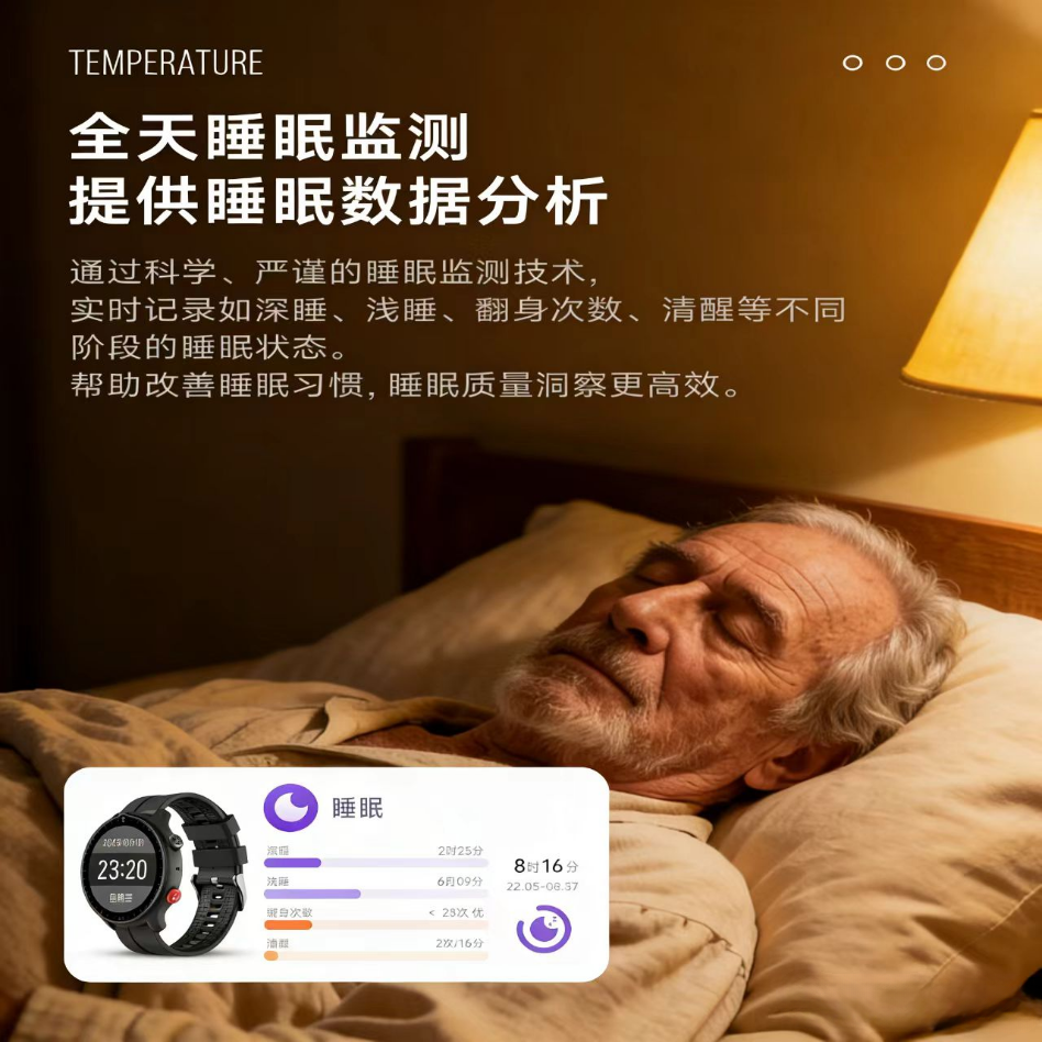 摔倒自动报警测心率血压老人手表
