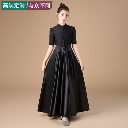 2026新款女童高端定制旗袍小女孩新中式钢琴主持人演出生日晚礼服