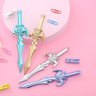 50支可爱卡通宝剑中性笔学生兵器造型文具高颜值顺滑刷题黑色水笔