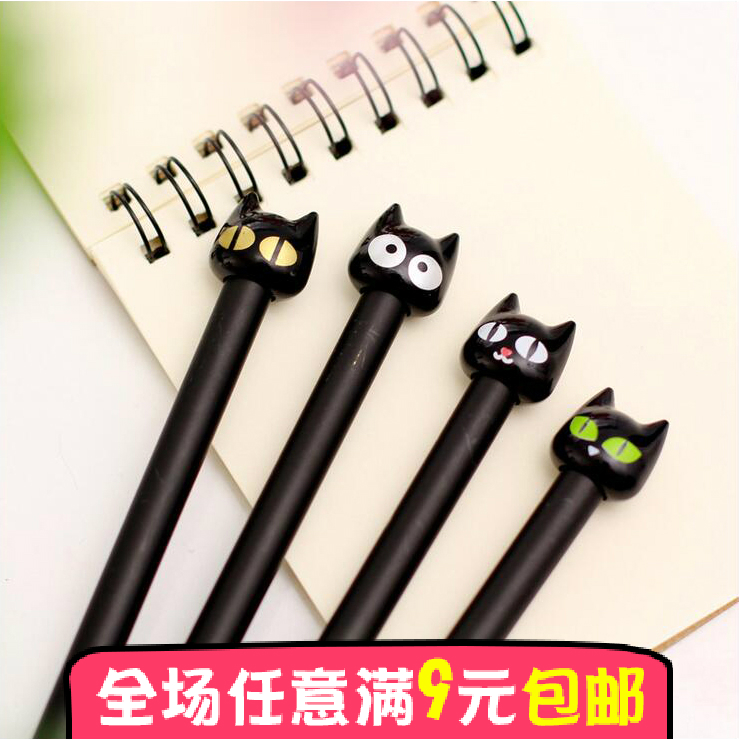 文具猫咪学习黑色水笔