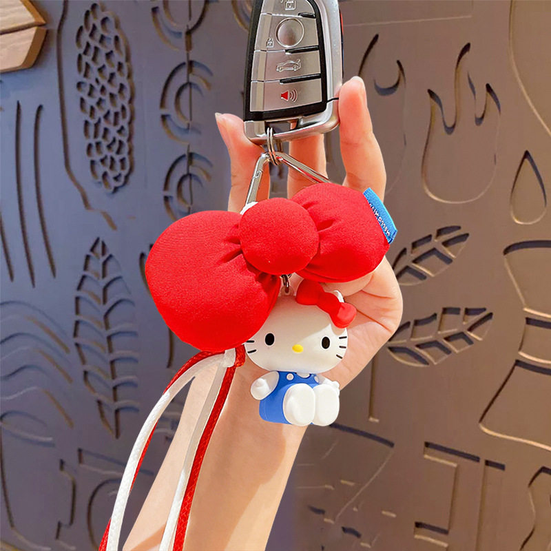 凯蒂猫极繁蝴蝶结手绳钥匙扣HelloKitty卡通公仔书包小挂件
