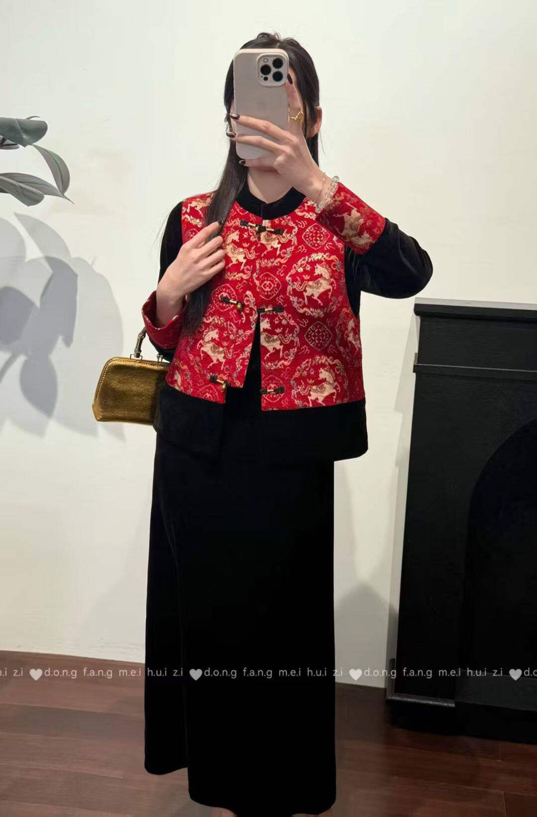 2026新款时尚百搭立领盘扣马甲十连体裙女两件套宽松显瘦上衣潮