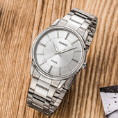 1303D 休闲简约防水石英钢带男表MTP casio卡西欧手表男式