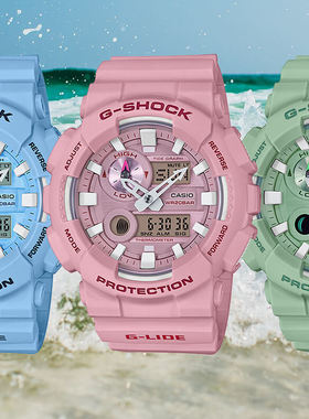 casio卡西欧手表男女防水运动G-shock嫩绿蓝色GAX-100CSA独角兽