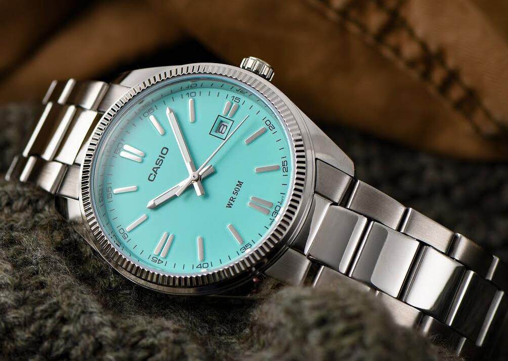 casio卡西欧男表mtp-1302d-2a2v新款 特别款 湖蓝色 限量款