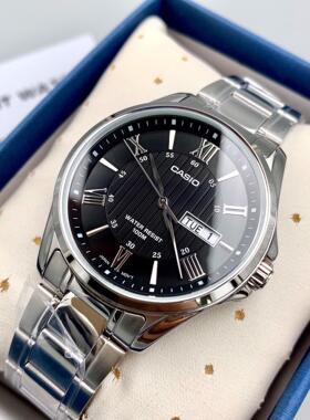 casio卡西欧edifice手表男MTP-1384D-1A非机械士商务石英钢铁之心