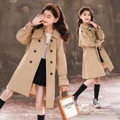 中大儿童外套小女孩洋气英伦风春秋装 新款 2023秋装 女童风衣中长款